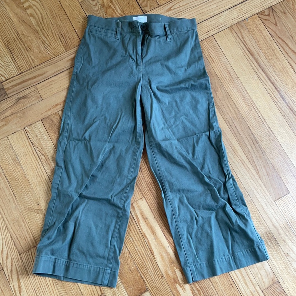 Loft Outlet Wide Leg Crop Olive Green Pant